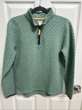 J. Crew Crewcuts Quilted Zip-Up Pullover in Mint Green with Yellow Accent